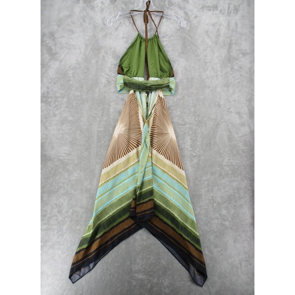 Vintage Nicole Miller Studio Halter Dress Small Petite Handkerchief Cutout 90s - Picture 2 of 13